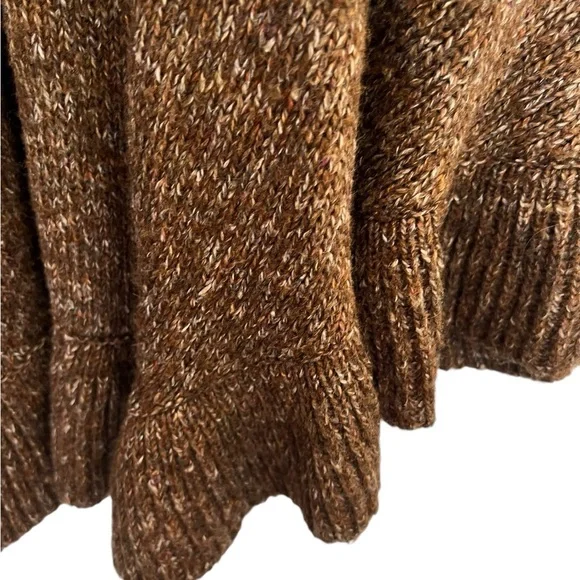 Cabi One Size Tweed Brown Ruffle Hem Shawl Sweater Poncho Cottagecore Cozy Cabin - Picture 5 of 6